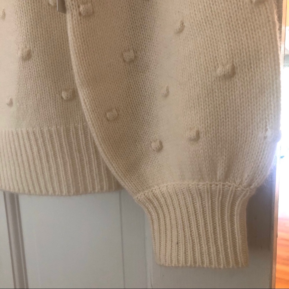 ♦️SOLD♦️Rachel Zoe Pom Pom Cream Cashmere Sweater - Picture 6 of 7